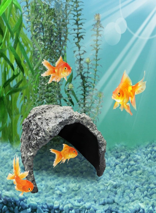 Oooct Extra Large Reptile Rock Hide Cave, Resin Cave, Aquarium Decorations Accessories, Lizard Turtle Fish Hide Habitat 10.23x9.44x5.7 Inches - Image 2